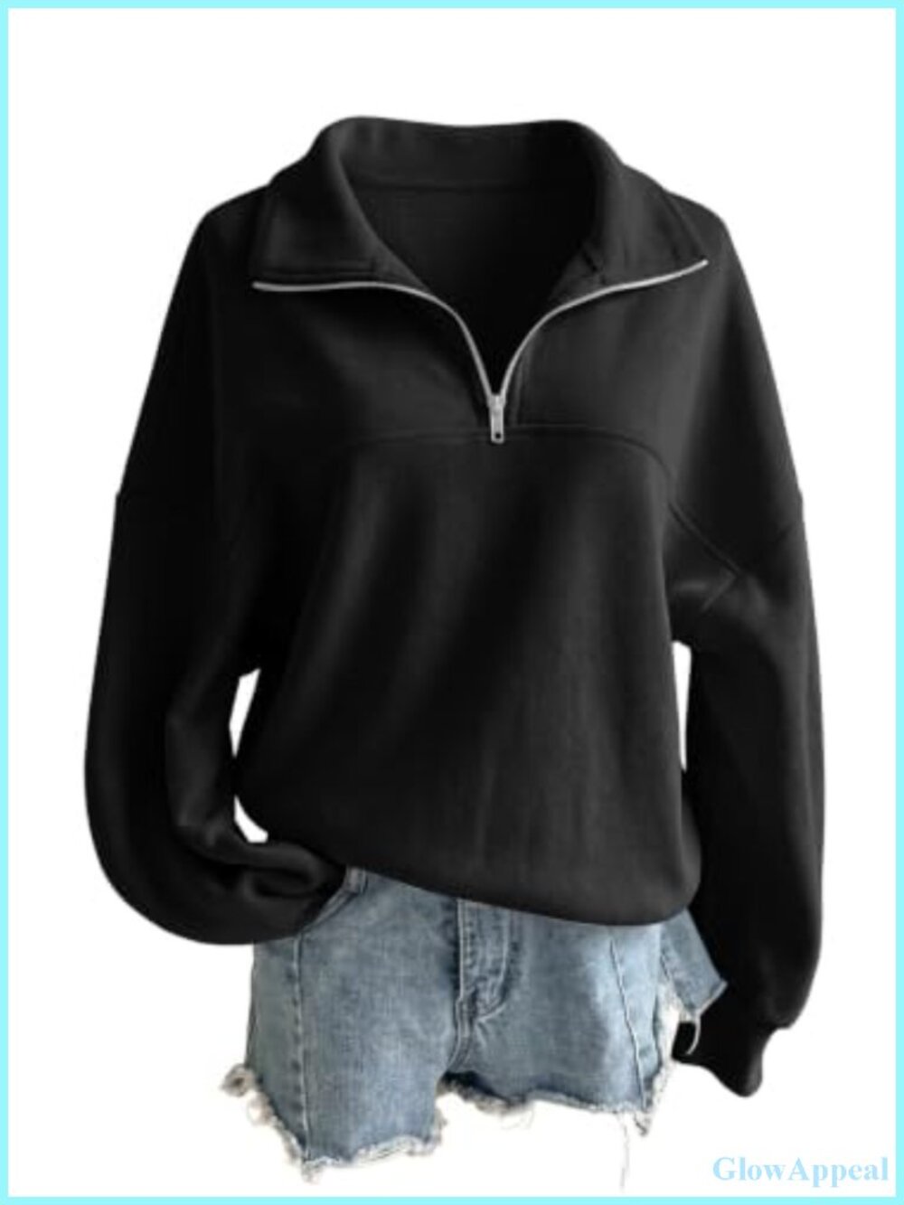Women's Fleece Quarter Zip Pullover Sweatshirt Oversized Half Zip Hoodie